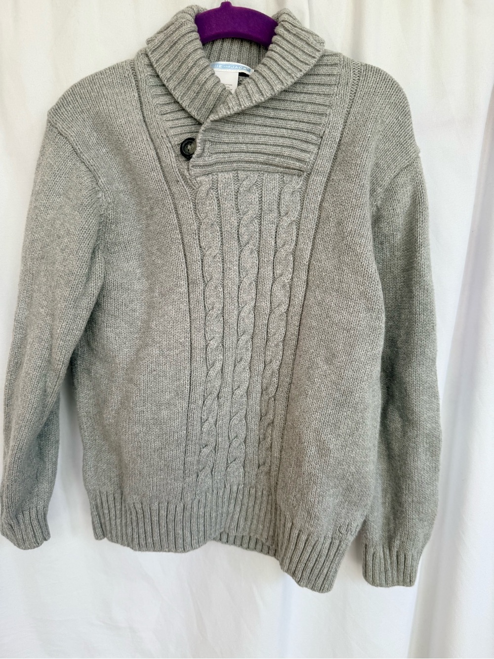 Janie and Jack Kids Gray Shawl Collar Cable Knit Sweater